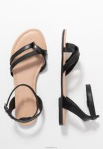 Anna Field kvinner skinn t-bar sandaler svart P266L1523 - Bilde 4
