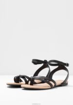 Anna Field kvinner skinn t-bar sandaler svart P266L1523 - Bilde 5