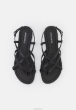 Anna Field kvinner skinn t-bar sandaler svart P266L1532 - Bilde 6