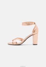Anna Field kvinner skinnsandaler rosa gullfarget P266L1392