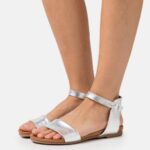 Anna Field kvinner skinnsandaler sølv P266L1300