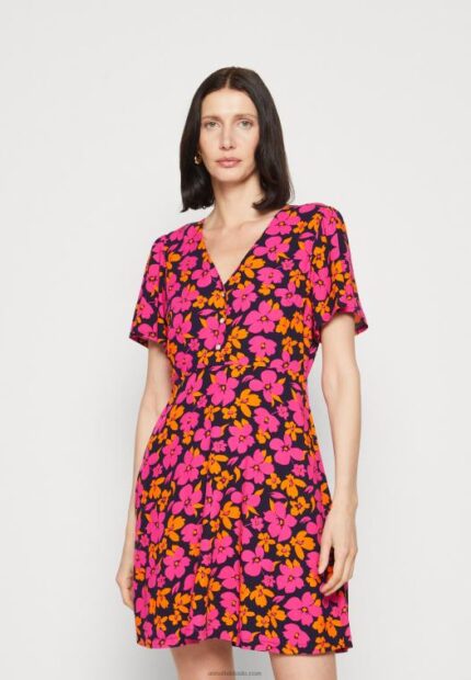 Anna Field kvinner skjortekjole rosa/oransje P266L90
