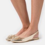 Anna Field kvinner slingback ballet pumps gull P266L2185