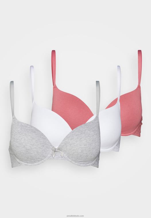 Anna Field kvinner sunlight 3pack tshirt bh t-skjorte bh rosa/grå/hvit P266L917 - Bilde 6