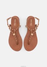 Anna Field kvinner t-bar sandaler cognac/gull P266L1512 - Bilde 6