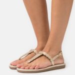 Anna Field kvinner t-bar sandaler gull P266L1518