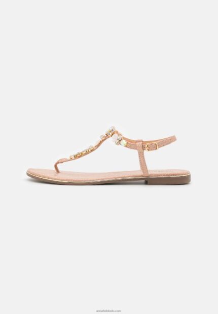 Anna Field kvinner t-bar sandaler i rosa gull P266L1534