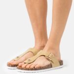 Anna Field kvinner t-bar sandaler khaki P266L1543