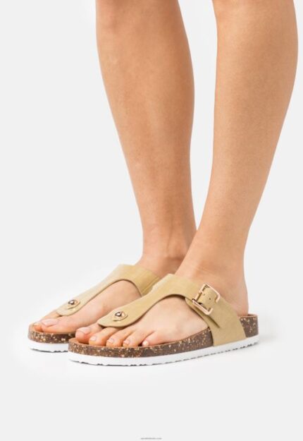 Anna Field kvinner t-bar sandaler khaki P266L1543