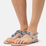 Anna Field kvinner t-bar sandaler lyseblå P266L1533