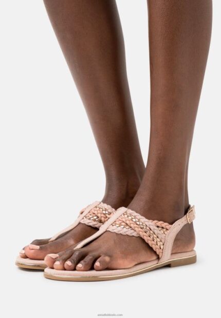 Anna Field kvinner t-bar sandaler rosa gullfarget P266L1520