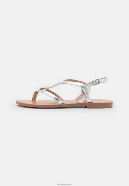 Anna Field kvinner t-bar sandaler sølv P266L1507