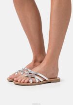 Anna Field kvinner t-bar sandaler sølv P266L1546