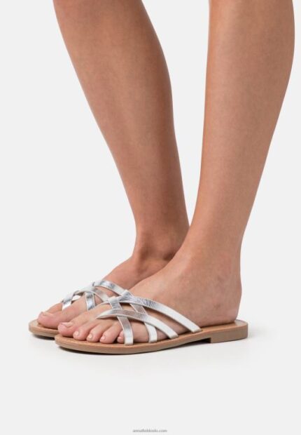Anna Field kvinner t-bar sandaler sølv P266L1546
