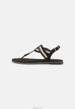 Anna Field kvinner t-bar sandaler svart/gull P266L1503 - Bilde 2