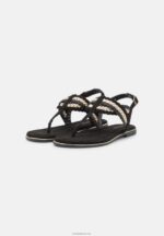 Anna Field kvinner t-bar sandaler svart/gull P266L1503 - Bilde 3