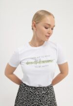 Anna Field kvinner t-skjorte med trykk hvit P266L239
