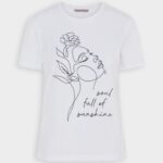 Anna Field kvinner t-skjorte med trykk hvit P266L364