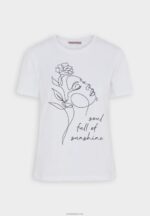 Anna Field kvinner t-skjorte med trykk hvit P266L364