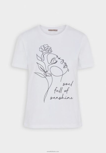 Anna Field kvinner t-skjorte med trykk hvit P266L364