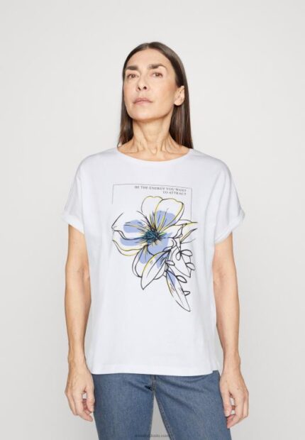 Anna Field kvinner t-skjorte med trykk hvit P266L367