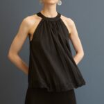Anna Field kvinner topp svart P266L457