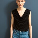 Anna Field kvinner topp svart P266L459