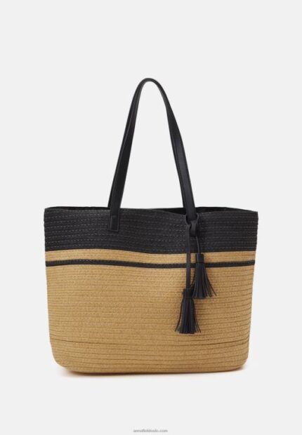 Anna Field kvinner tøyveske beige/svart P266L2478