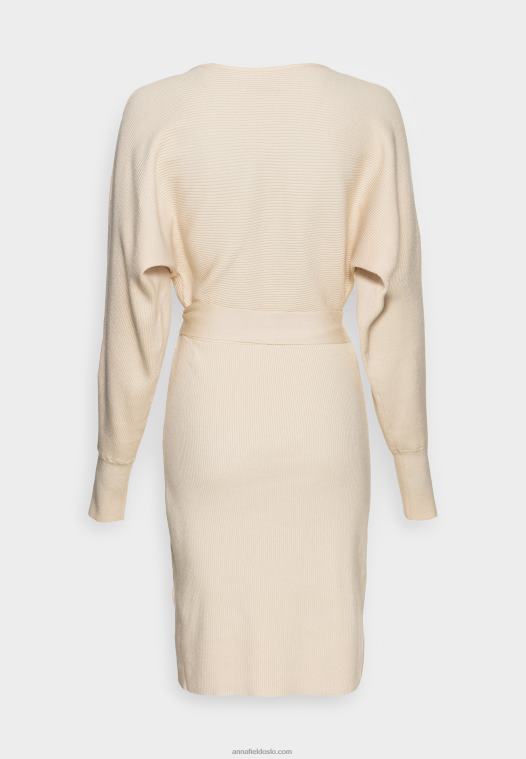 Anna Field kvinner wrap v ausschnitt mini strikkleid mit grtel shift dress off white P266L203 - Bilde 2