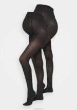 Anna Field kvinner 2 pakke 60 dens gravidtights svart P266L1115