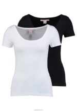 Anna Field kvinner 2 pakke basic t-skjorte svart/hvit P266L293