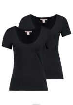 Anna Field kvinner 2 pakke basic t-skjorte svart P266L354 - Bilde 4