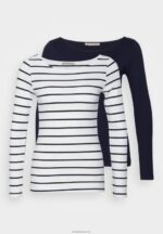 Anna Field kvinner 2 pakke langermet topp hvit/marine P266L587