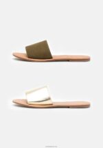 Anna Field kvinner 2 pakke muldyr khaki/gull P266L1866 - Bilde 2