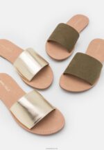 Anna Field kvinner 2 pakke muldyr khaki/gull P266L1866 - Bilde 7