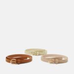 Anna Field kvinner 3-paknings belte konjakk/beige/rosa P266L2730