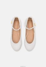 Anna Field kvinner ankelreim ballett pumps hvit P266L2178 - Bilde 6