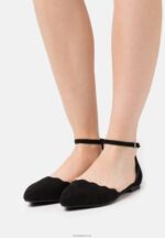 Anna Field kvinner ankelreim ballett pumps svart P266L2155