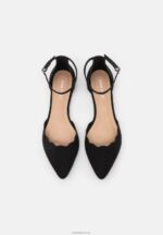 Anna Field kvinner ankelreim ballett pumps svart P266L2155 - Bilde 6