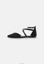 Anna Field kvinner ankelreim ballett pumps svart P266L2160