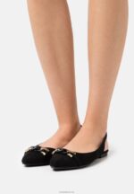 Anna Field kvinner ankelreim ballett pumps svart P266L2172
