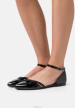 Anna Field kvinner ankelreim ballett pumps svart P266L2173