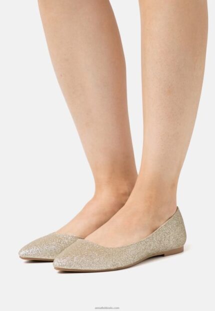 Anna Field kvinner ballet pumps gull P266L2146