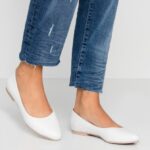 Anna Field kvinner ballettpumper i skinn hvit P266L2072