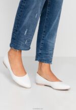 Anna Field kvinner ballettpumper i skinn hvit P266L2072