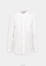 Anna Field kvinner basic bluse med frontlommer button-down bluse offwhite P266L671 - Bilde 6