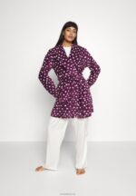 Anna Field kvinner morgenkåpe mørk rød/beige P266L1091 - Bilde 2