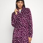 Anna Field kvinner morgenkåpe mørk rød/beige P266L1091