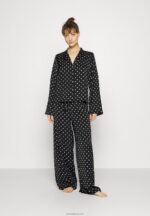 Anna Field kvinner pyjamassett sort/off-white P266L1062