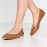 Anna Field kvinner skinn ballett pumps cognac P266L2066